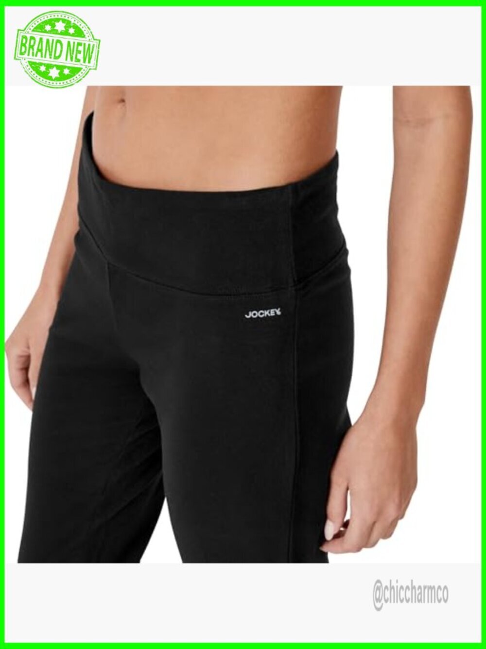 Cotton Stretch Flare Capri Leggings, Mid Rise, 22" Inseam, Workout Activewear - Picture 7 of 7
